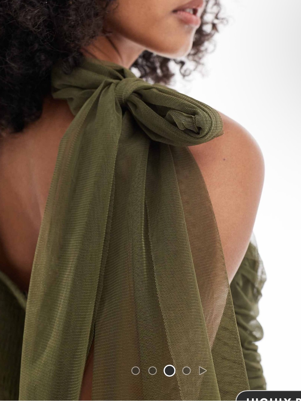 NWT ASOS Curve x Lace and Beads Olive Green Tiered Tulle Maxi Dress - Picture 3 of 8